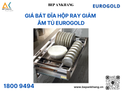 Kệ bát đĩa hộp âm tủ, Ray giảm chấn Eurogold EU133750 - 750mm - Inox hộp 